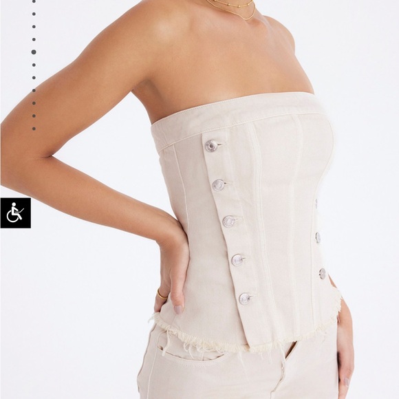 MISTRESS ROCKS OAT DENIM STRAPLESS TOP - Picture 4 of 16